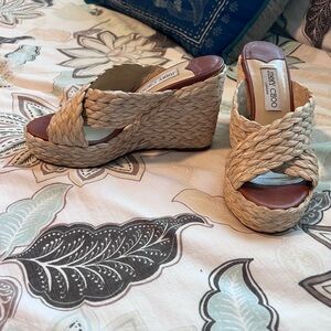 Jimmy Choo Tan Espadrille Woven Shoes